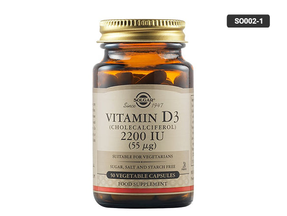 The Solgar Vitamin D3 Cholecalciferol 2200 IU 50 Capsules - Designed to help with bones, immunity and muscles.